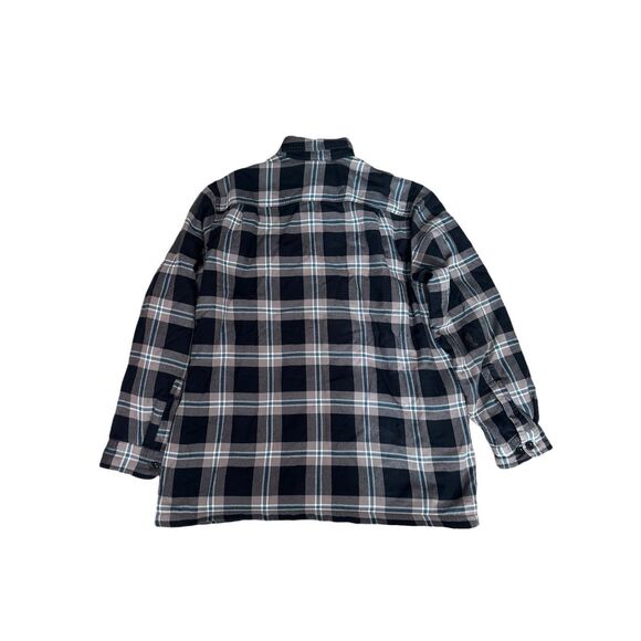 L.L. Bean Men’s L Fleece-Lined Flannel Shirt Traditional Fit Plaid Shacket Black - Picture 2 of 13